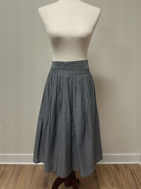 Vince Women’s Gray Striped High-Waist A-Line Midi Skirt | Size S